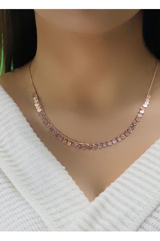 Gümüş Rose Dövme Modeli Pullu Kolye