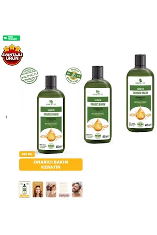 Keratin Saç Dökülmesine Karşı Şampuan 485 Ml 3 Lü Set Tüm Saç Tipleri