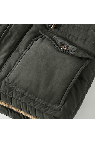 Yihemaoyi Yihemaoyi Kapüşonlu Kışlık Kalın Uzun Kaban 001 Haki