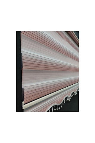 Soft Pudra Pembesi Krem Renk Geçişli Boncuklu Zebra Stor Perde Pudra Pembesi - 97256758 Pudra Pembesi