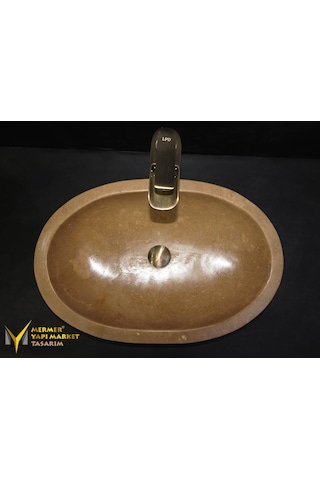Noche Traverten Oval Elips Lavabo