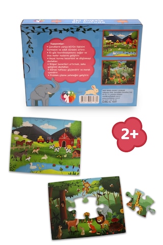 Mert Bebek 2 Puzzle Bir Kutuda Çiftlik Ve Orman Hayvanları Eğitici Çocuk Puzzle Seti 2+ Yaş Varsayılan