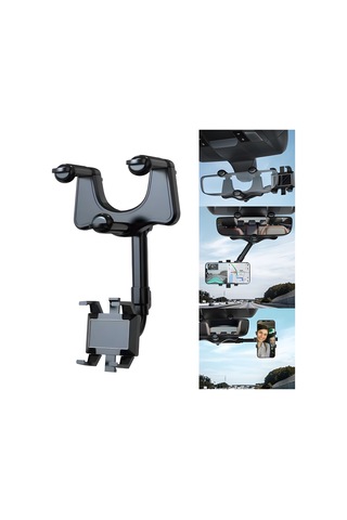 Symbee Araç Geribakış Aynası İçin Dönüştürülebilir Ve Geri Çekilebilir Ar Navigasyon Telefon Tutucu 3-6cm Kalınlık Uyumlu Siyah