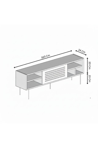 Umay 160 Cm Tv Ünitesi 100% Mdf Metal Ayak Beyaz