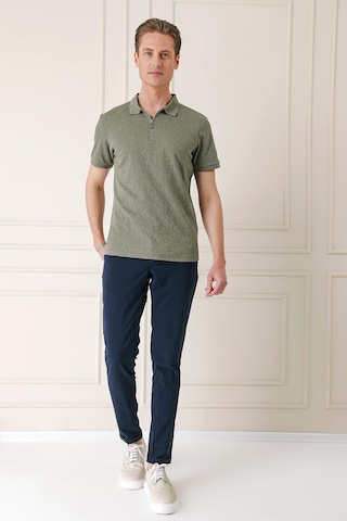 Efor Slim Fit Fermuarlı Polo Yaka %100 Pamuk Haki Tişört Ts 877 Haki