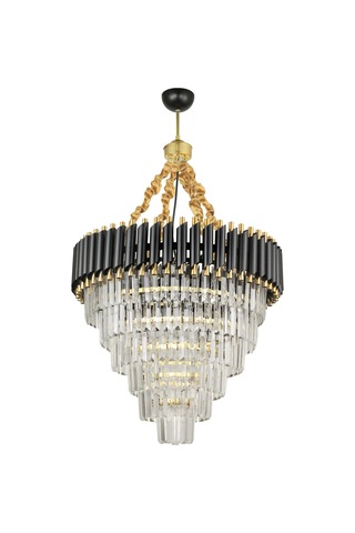 Avizemoda Palmira 60 Cm'Lik Kristal Taşlı Lüks Avize 6'Lı - (Siyah-Gold)