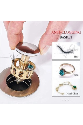 Moveevo Banyo Evleri İçin 2 Adet Bakır + Silikon Damla Önleyici Tıklama Tipi Lavabo/el Lavabosu Su Alma Kapağı Gümüş