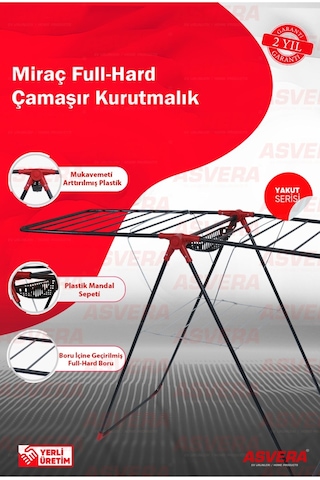 Yakut Serisi - Miraç Full-hard Borulu Çamaşır Kurutmalık - Dayanıklı Çamaşır Kurutma Askısı Antrasit