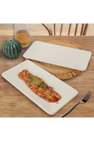 Keramika Mat Krem Siera Kayık Tabak 33 Cm 2 Adet 950