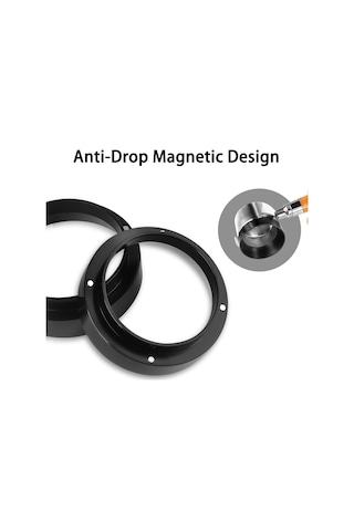 Kosona 58mm Siyah Alüminyum Kahve Filtre Tutucu - Uçucu Tozları Önleyen Manyetik Sabitleyici Çember - Ev Kahve Yapımı Gereci Diğer