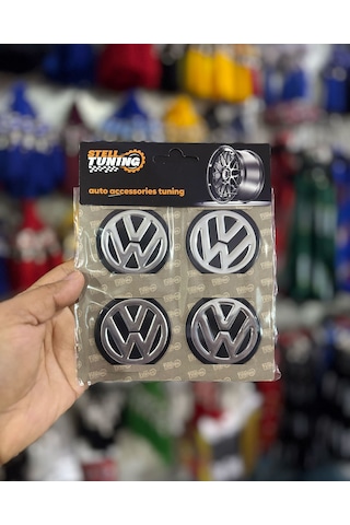 Universal Araç Uyumlu, Ww Jant Göbeği Arması, Sticker 4'lü Set 60mm Gümüş