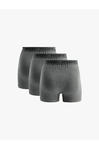 Koton Baskılı Bel Detaylı Pamuklu Basic 3'lü Boxer Seti Gri Melanj 6slm90033mk