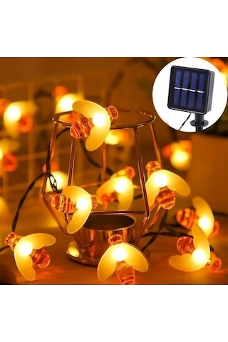 Tr Güneş Enerjili Arı Figürlü Dekoratif Led Işık 6,5 Metre - 8 Mod Bahçe, Balkon, Teras Süsleme Dekoru Diğer