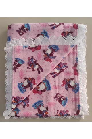 Pazen Bebek Battaniyesi 100% Pamuk 90 X 90 Ölçülerinde Penguan Pembe - Mavi