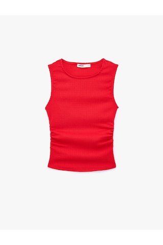 Koton Bürümcük Kumaş Dokulu Slim Fit Kolsuz Bisiklet Yaka Atlet Kırmızı 6sak70027uk