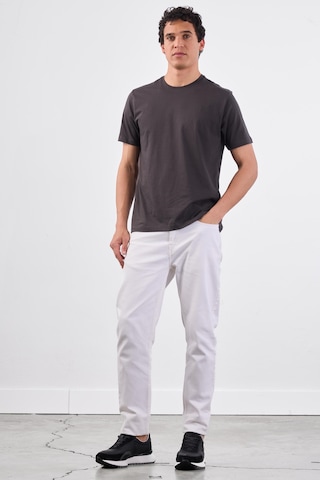 Dufy Antrasit Bisiklet Yaka Pamuklu Düz Renk Slim Fit Erkek T-shirt Antrasit