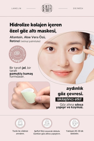 Lamelin Allantoin, Kolajen ve Retinol İçeren Sıkılaştırıcı Göz Altı Maskesi Lamelin Collagen Eye Patch