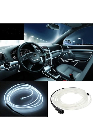 Her Araca Uyumlu Universal İp Neon Led - Beyaz Renk 2 Metre 12v