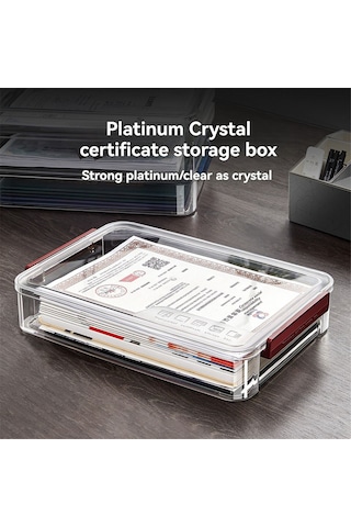 Anjiexun A4 Şeffaf Saklama Kutusu Taşınabilir Plastik Belge Bordo Diğer