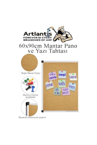 Çift Fonksiyonlu Yazı Tahtası Ve Mantar Pano 60x90 Cm 1 Adet Alüminyum Çerçeveli Mantar Panolu Yazı Tahtası