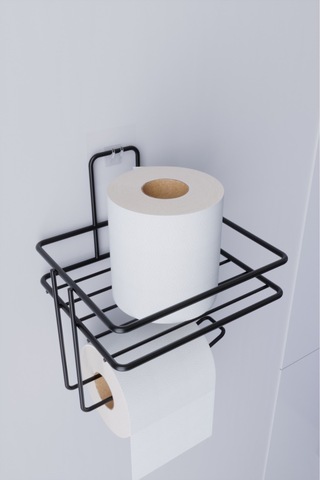 Süper Yapışkanlı Tuvalet Kağıtlığı Tutacağı Askısı Mat Metal Tuvalet Kağıtlık Banyo Aksesuar Siyah
