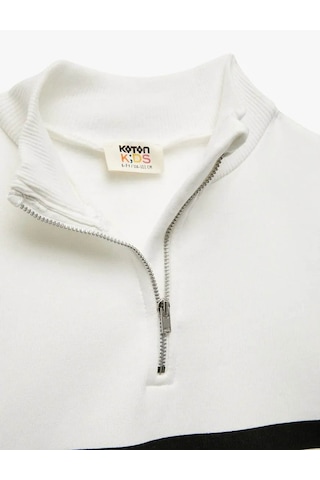 Koton Fermuarlı Yarım Balıkçı Yaka Oversize Siyah Kız Çocuk Sweatshirt 6wkg10059ak Siyah