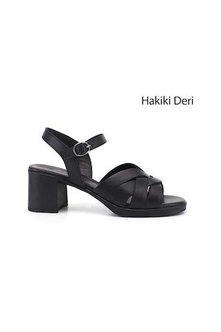 Gönderi(R) Gönderi R Kadın Siyah Kalın Topuklu Hakiki Deri Sandalet Dyza70945414