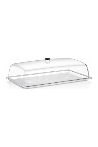 Polikarbon Gn 1/1 Fanus Kapaklı Servis Tepsisi 32.5x53 Cm Şeffaf Sunum Kapağı