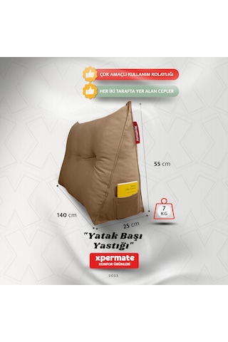 Yatak Başı Yastığı Sırt Ve Bel Destek Yastığı 140 Cm Kahverengi