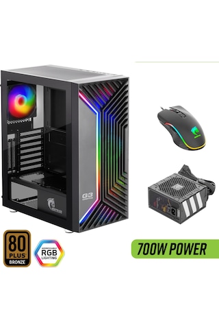 Green Griffin G3 Plus Argb Gaming Bilgisayar Kasası 4 120mm Fan + Tempered Cam 700w 80+ Bronze Psu Dahil + Mouse