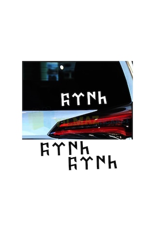 Göktürkçe Türk Yazı Oto Sticker Araba Etiket Cam Yapıştırma 2 Ad
