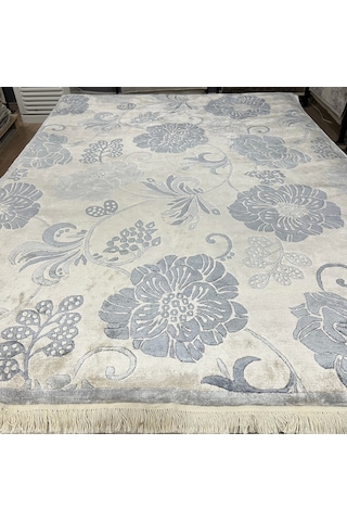 Eko Halı Fantacy 1525 Cream Blue El Dokuma Salon Halısı Krem Mavi