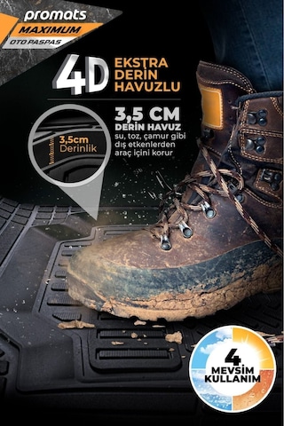 Volkswagen Bora İle Uyumlu 4d Havuzlu Kutulu Maximum Paspas Siyah