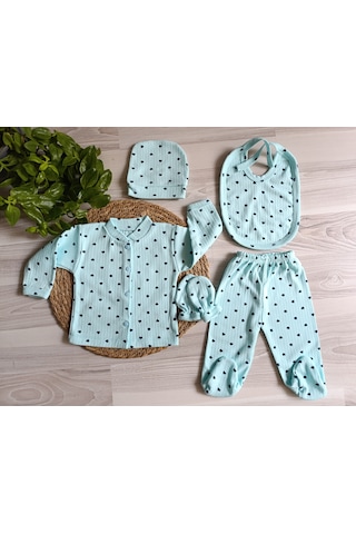 Minilkabebe Kalpli Fitilli 5 Li Hastane Çıkışı Pamuklu Mint Mint Yeşili