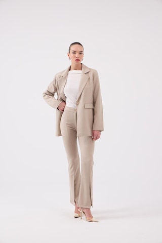 Holly Lolly Vatkalı Astarlı Blazer Striped Blazer Ceket Bej