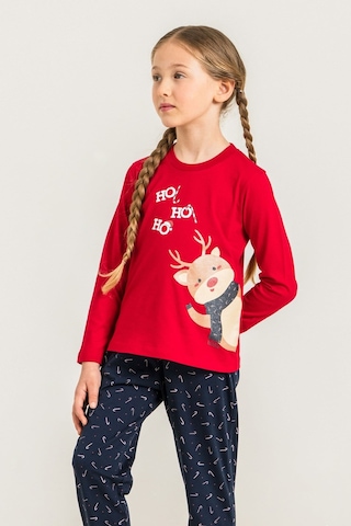 Minipomes 3-9 Yaş Kız Çocuk New Year's Banter Süprem Pijama Takım Kırmızı