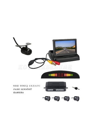 Oto Geri Görüş Kamera 4.3 İnç Geri Görüş Mönitörü+ Park Sensörü