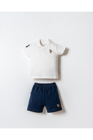 U.S. Polo Assn. Erkek Bebek 2 Li Şort T-şhirt Takım Beyaz-2346 Beyaz