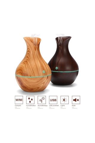 AteşTech Dokunmatik Ultrasonik Ahşap Vazo Hava Nemlendirici 150 ML