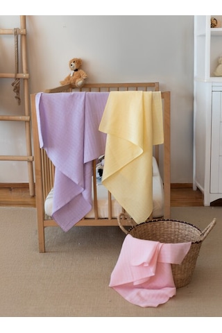 Çok Amaçlı Müslin Örtü & Battaniye 3'lü Set Pamuk Oeko-teks Sertifikalı 80x80 CM Açık Pembe