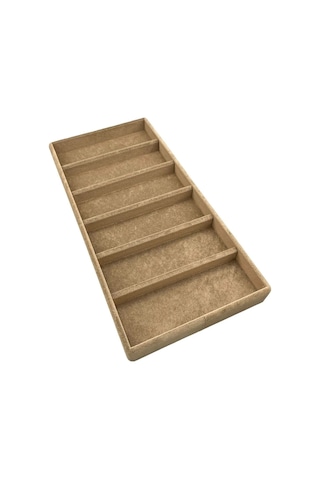 Yerli Üretim Lefkoşa Model Süet Kumaş Sütlü Kahve Renk 38cm /19cm Gözlük Sergileme Çekmece İçi Stand Çok Renkli