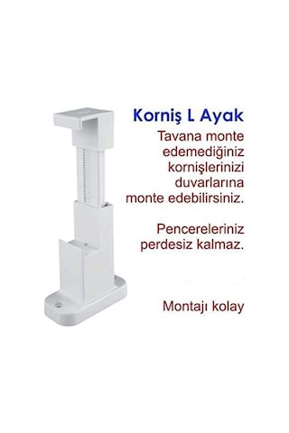 Perde Rayı Korniş L Ayak Duvara Montaj Askı Aparatı Plastik 10 Adet