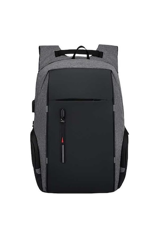 Novahub 17 İnç Laptop Çantası - Küçükboy Usb Şarjlı, Su Geçirmez, Çok Bölmeli Sırt Çantası Gri Gri