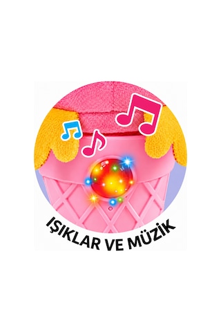Craftivio Sevimli Hayvanlar Dondurma Şeklinde Oyuncak 19 Cm Sesli Işıklı Müzikli