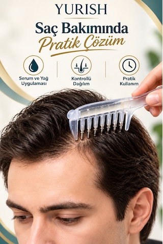 Saç Derisi Serum Ve Yağ Uygulama Tarağı Masaj Başlıklı Şefaf Hazneli 0