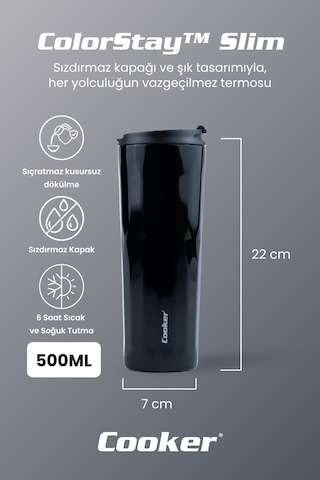Cooker Colorstay Slim 500 Ml Paslanmaz Çelik Bardak Termos Ckr2100 Siyah 38117337