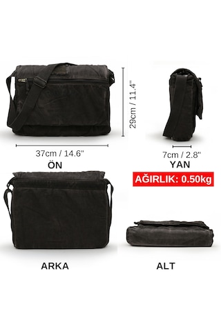 Dark Cotton 8128 Kanvas Omuz Postacı Kahve 15.6 İnç Laptop Çanta