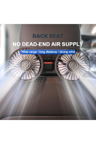 Seametal 3 Vitesli Araba Koltuğu Arka Soğutma Fanı Usb Şarj Çift Kafa Fan 360 Derece Rotasyon Boyun Soğutucu Yaz Araba Aksesuarları