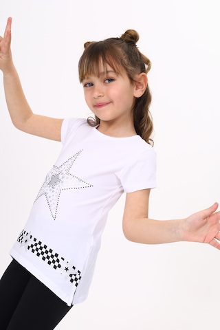 Toontoy Kids Toontoy Kız Çocuk T-shirt Yıldız Baskı Beyaz