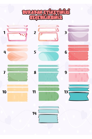 Okul Etiketi Kalem Defter Etiketi İsme Özel Etiket Set06